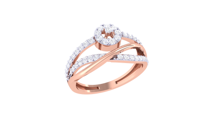 Lumiere Halo Rose Gold Ring With 0.41 Ct Round Diamonds – Split Shank Elegance and Timeless Brilliance