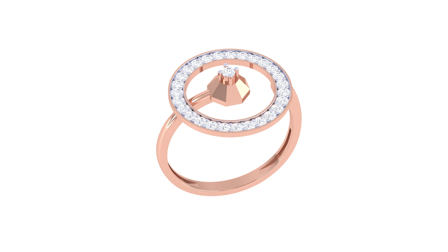 Lumiere Halo Prism Yellow Gold Ring - 0.36 Ct Sparking Diamonds