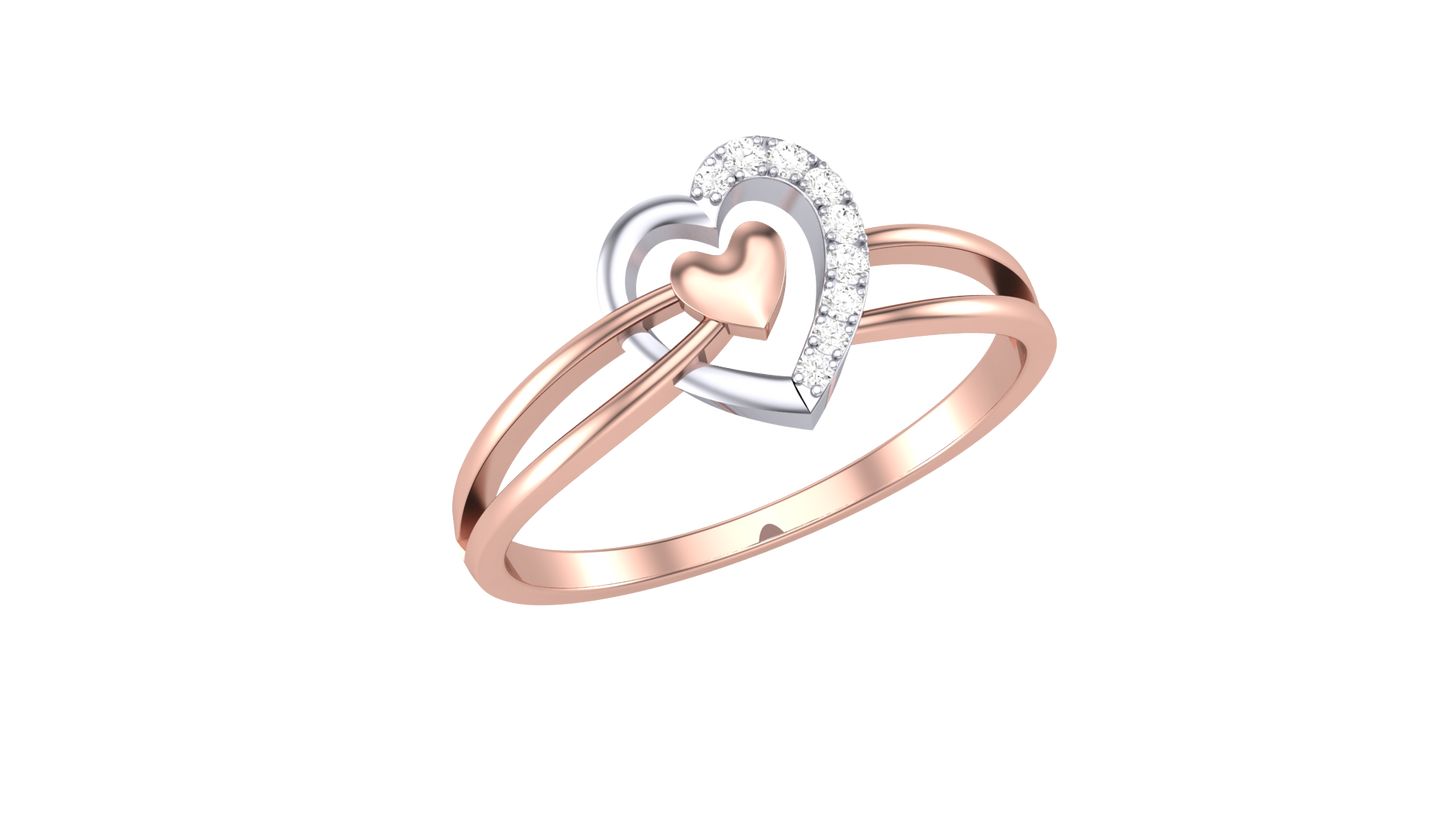 Lumiere Halo Ring In Rose Gold - 0.04 Ct Heart Diamond Framed By Brillant Stone
