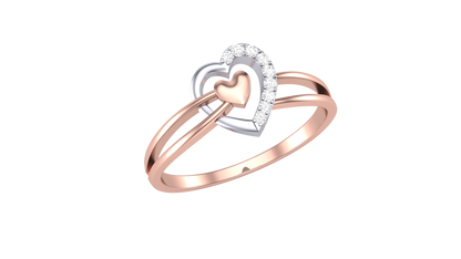 Lumiere Halo Ring In Rose Gold - 0.04 Ct Heart Diamond Framed By Brillant Stone
