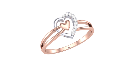 Lumiere Halo Ring In Rose Gold - 0.04 Ct Heart Diamond Framed By Brillant Stone