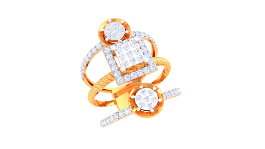 Trilune Colonne Céleste Gold Ring – 0.65 Ct Round Diamonds