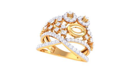 Lumiere Intricate Crisscross Ring In Gold – 0.79 Ct Brilliant Cut Diamonds