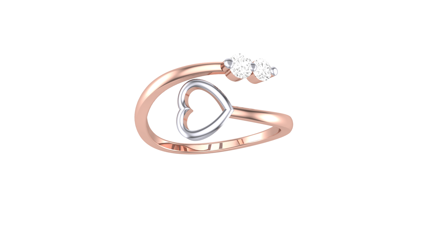 Fleuron Heart Whisper Rose Gold Ring - 0.14 Ct Round Diamond Trio