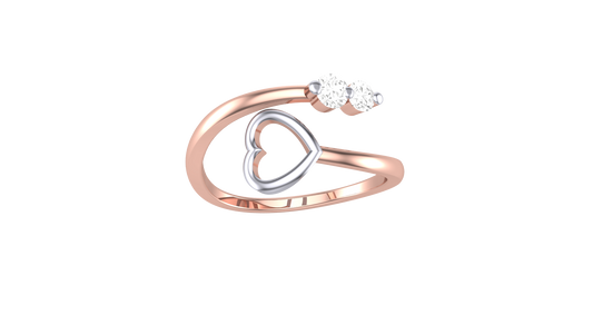 Fleuron Heart Whisper Rose Gold Ring - 0.14 Ct Round Diamond Trio