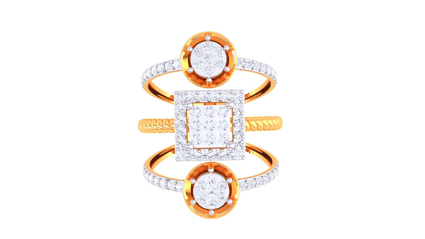 Trilune Colonne Céleste Gold Ring – 0.65 Ct Round Diamonds