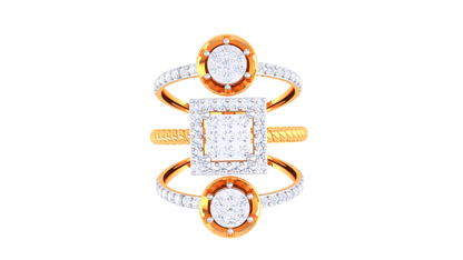 Trilune Colonne Céleste Gold Ring – 0.65 Ct Round Diamonds