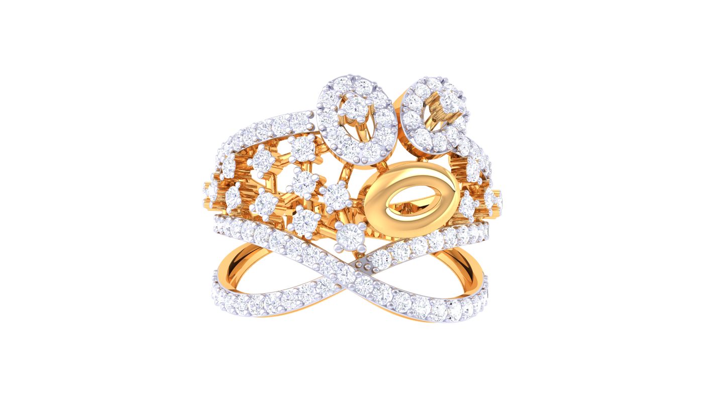Lumiere Intricate Crisscross Ring In Gold – 0.79 Ct Brilliant Cut Diamonds