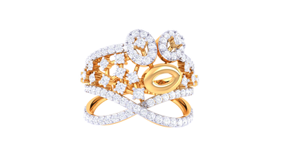 Lumiere Intricate Crisscross Ring In Gold – 0.79 Ct Brilliant Cut Diamonds