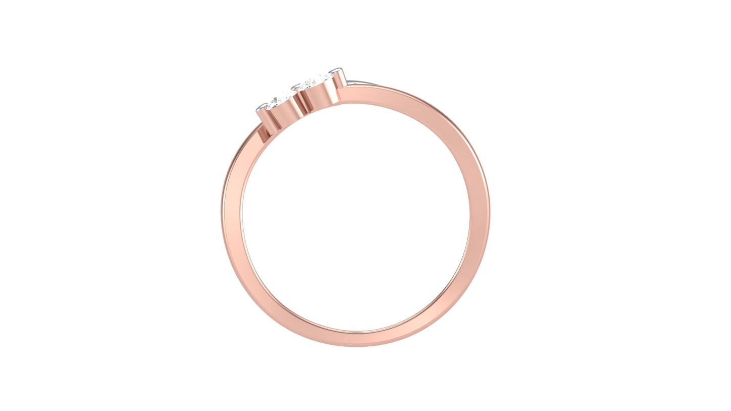 Fleuron Heart Whisper Rose Gold Ring - 0.14 Ct Round Diamond Trio