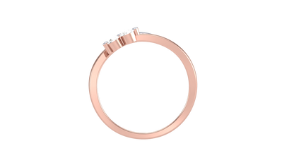 Fleuron Heart Whisper Rose Gold Ring - 0.14 Ct Round Diamond Trio