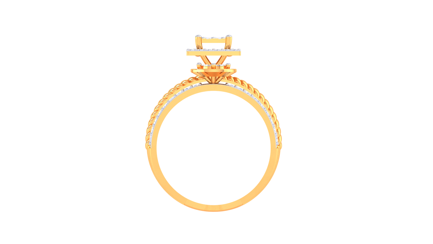 Trilune Colonne Céleste Gold Ring – 0.65 Ct Round Diamonds