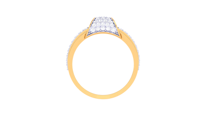 Lumiere Golden Rectangular Cluster Ring With 0.57 Ct Brilliant Cut Diamonds – Curved Brilliance and Modern Glamour