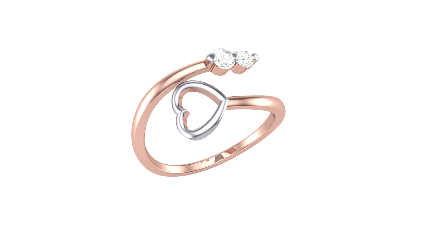 Fleuron Heart Whisper Rose Gold Ring - 0.14 Ct Round Diamond Trio