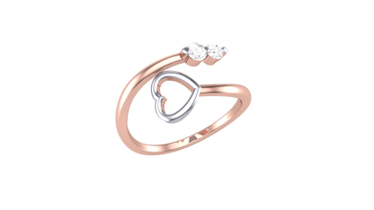 Fleuron Heart Whisper Rose Gold Ring - 0.14 Ct Round Diamond Trio