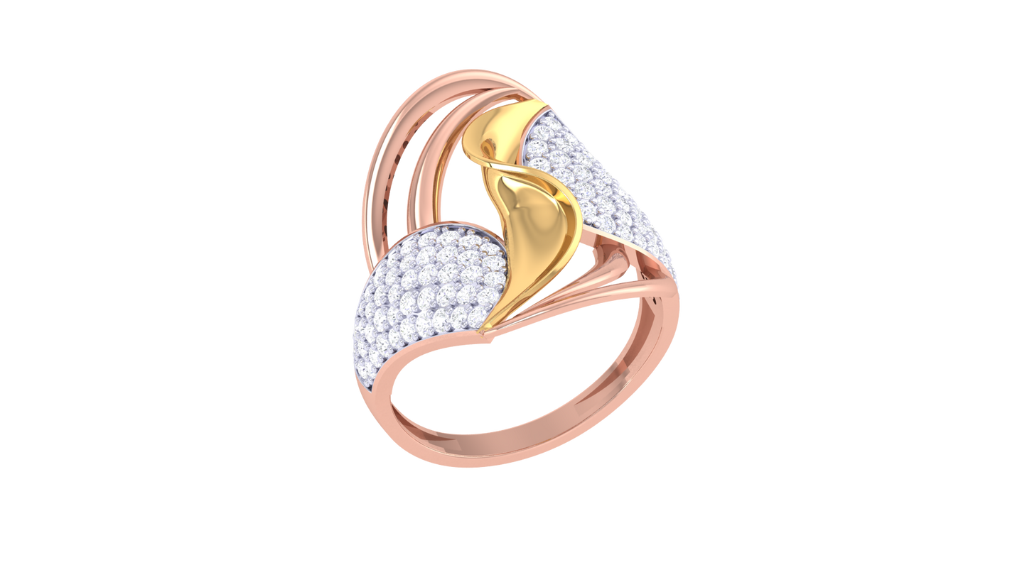 Eclat Twin Teardrop Rose Gold Ring - 0.76 Ct Dazzling Diamond Accents