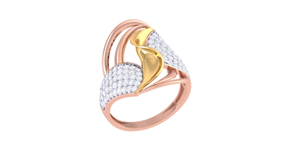 Eclat Twin Teardrop Rose Gold Ring - 0.76 Ct Dazzling Diamond Accents