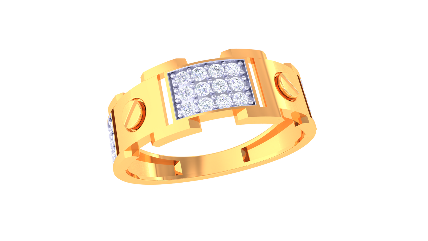 Iconique Urban Accent – 0.3 Ct Round Diamond Cluster Gold Ring