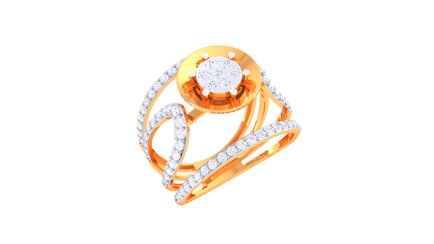 Éclat Orbiste Moderne – 0.78 Ct Round Diamond Gold Ring
