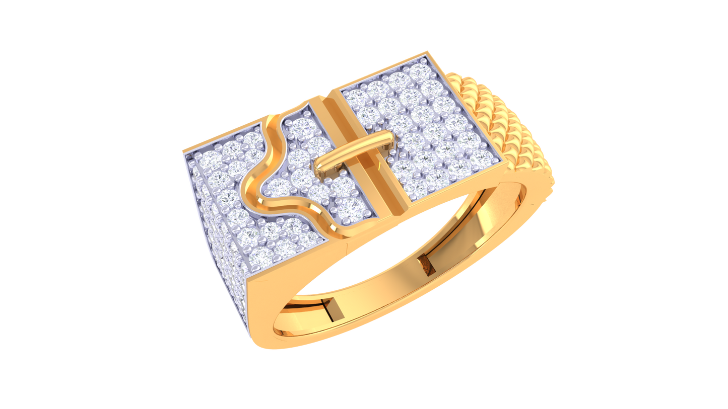 Éclat Motif Audacieux – 0.63 Ct Round Diamond Gold Ring