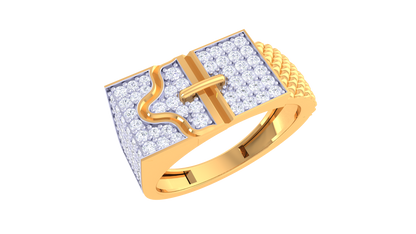 Éclat Motif Audacieux – 0.63 Ct Round Diamond Gold Ring