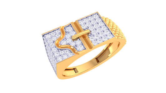 Éclat Motif Audacieux – 0.63 Ct Round Diamond Gold Ring