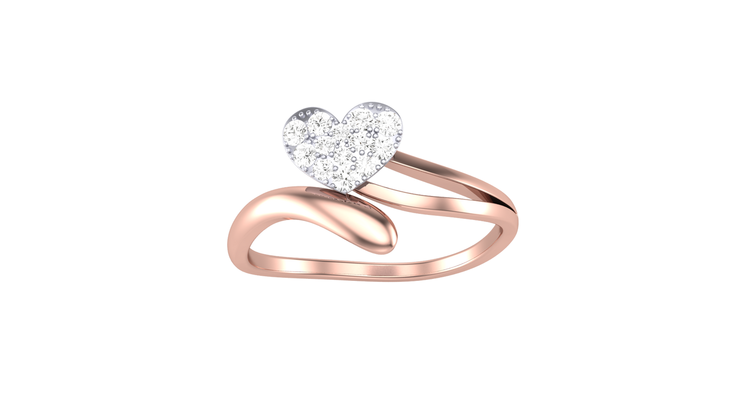 Lumiere Glint Heart Rose Gold Ring - 0.14 Ct Round Diamond Pavé