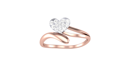 Lumiere Glint Heart Rose Gold Ring - 0.14 Ct Round Diamond Pavé