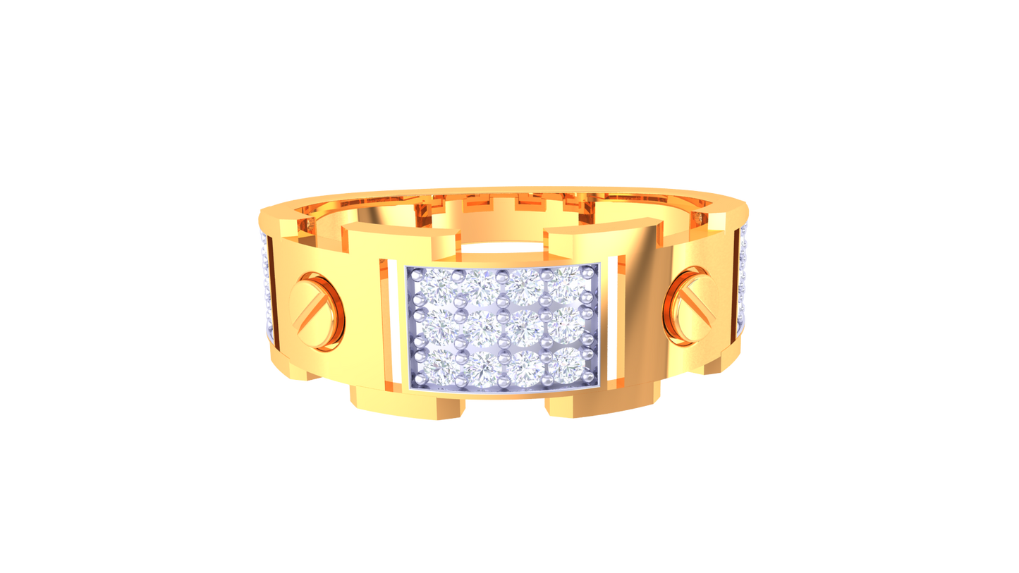 Iconique Urban Accent – 0.3 Ct Round Diamond Cluster Gold Ring