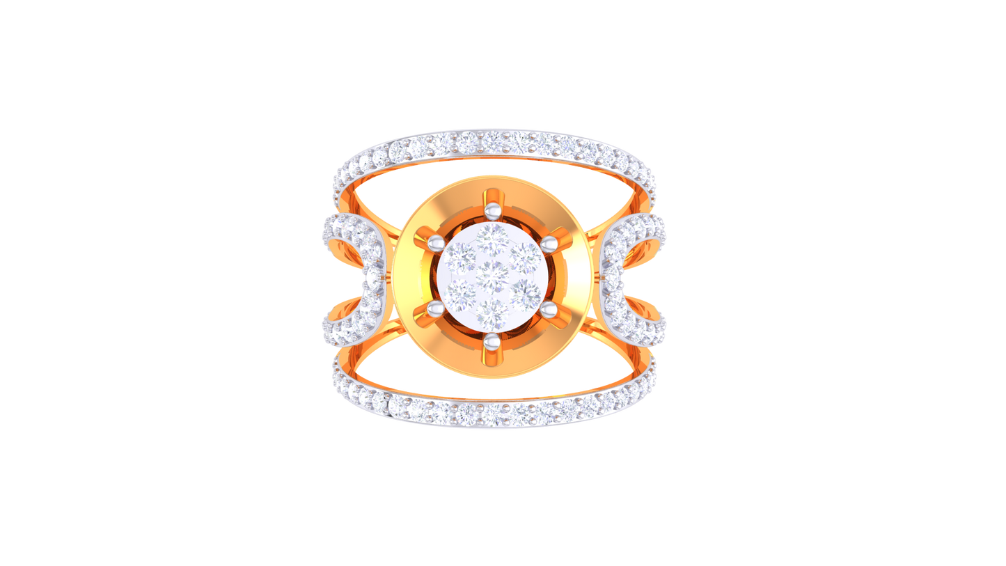 Éclat Orbiste Moderne – 0.78 Ct Round Diamond Gold Ring