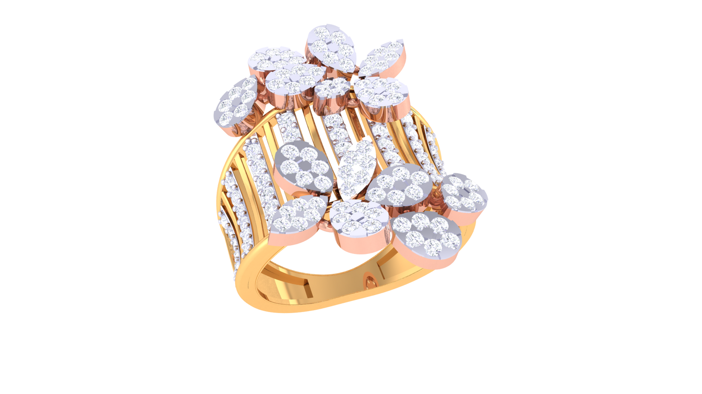 Iconique Empress Cluster Rose Gold Ring - 1.16 Ct Brilliant Cut Diamonds