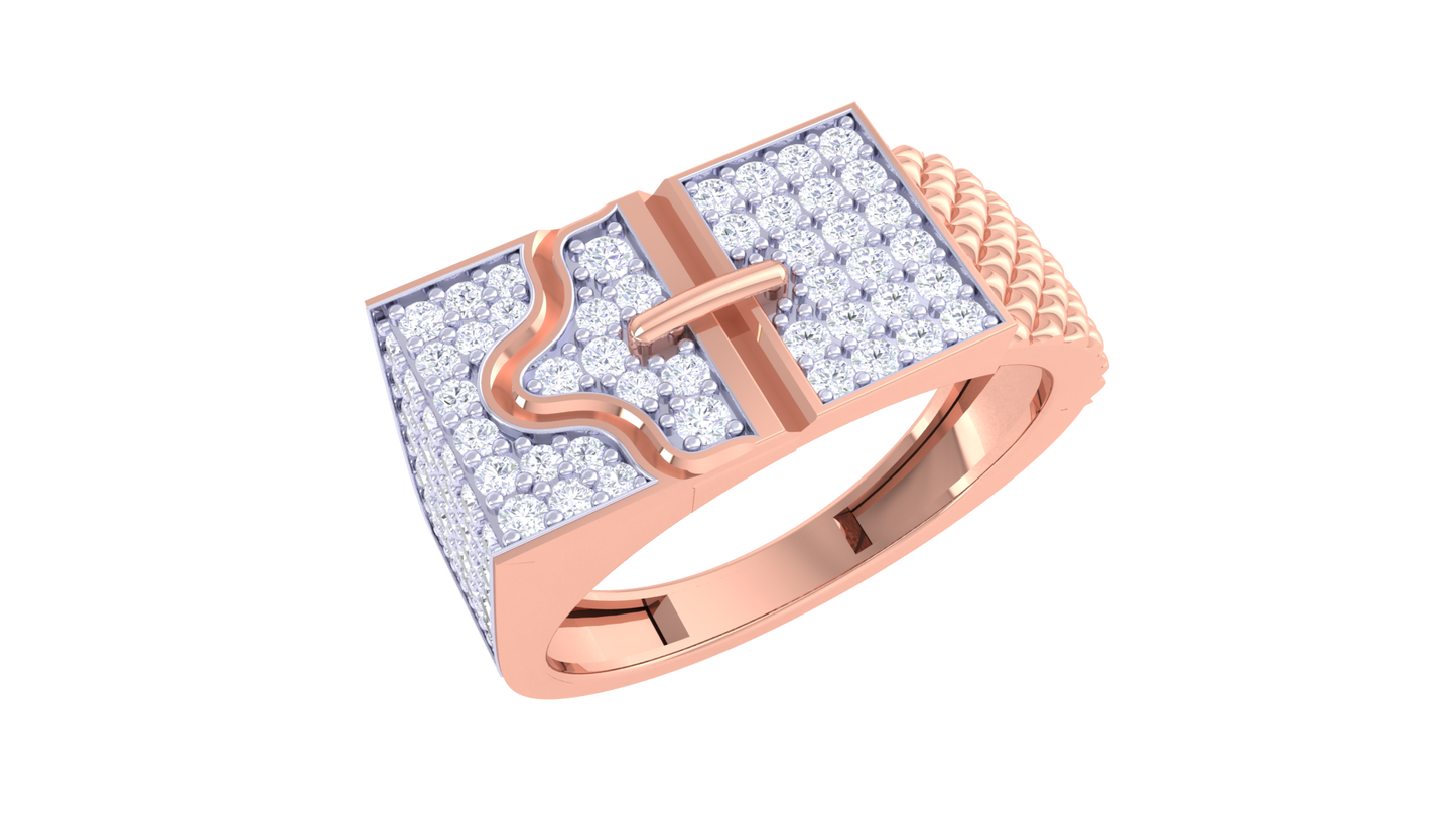 Éclat Motif Audacieux – 0.63 Ct Round Diamond Gold Ring