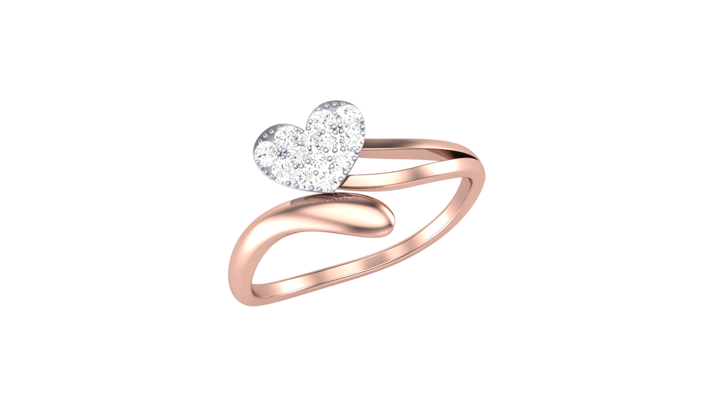 Lumiere Glint Heart Rose Gold Ring - 0.14 Ct Round Diamond Pavé