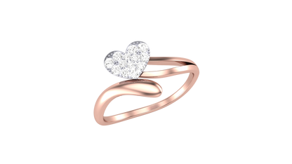 Lumiere Glint Heart Rose Gold Ring - 0.14 Ct Round Diamond Pavé