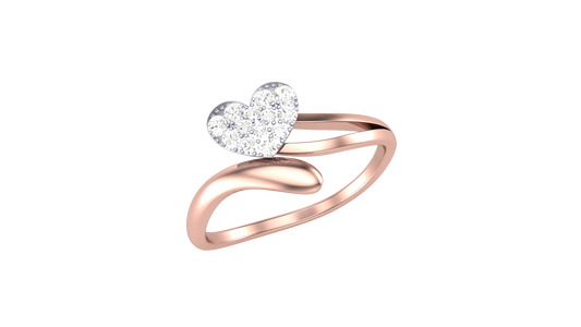 Lumiere Glint Heart Rose Gold Ring - 0.14 Ct Round Diamond Pavé