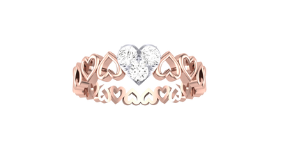 Eclat Gleaming Heart Rose Gold Ring With - 0.21 Ct Round Diamond Duo