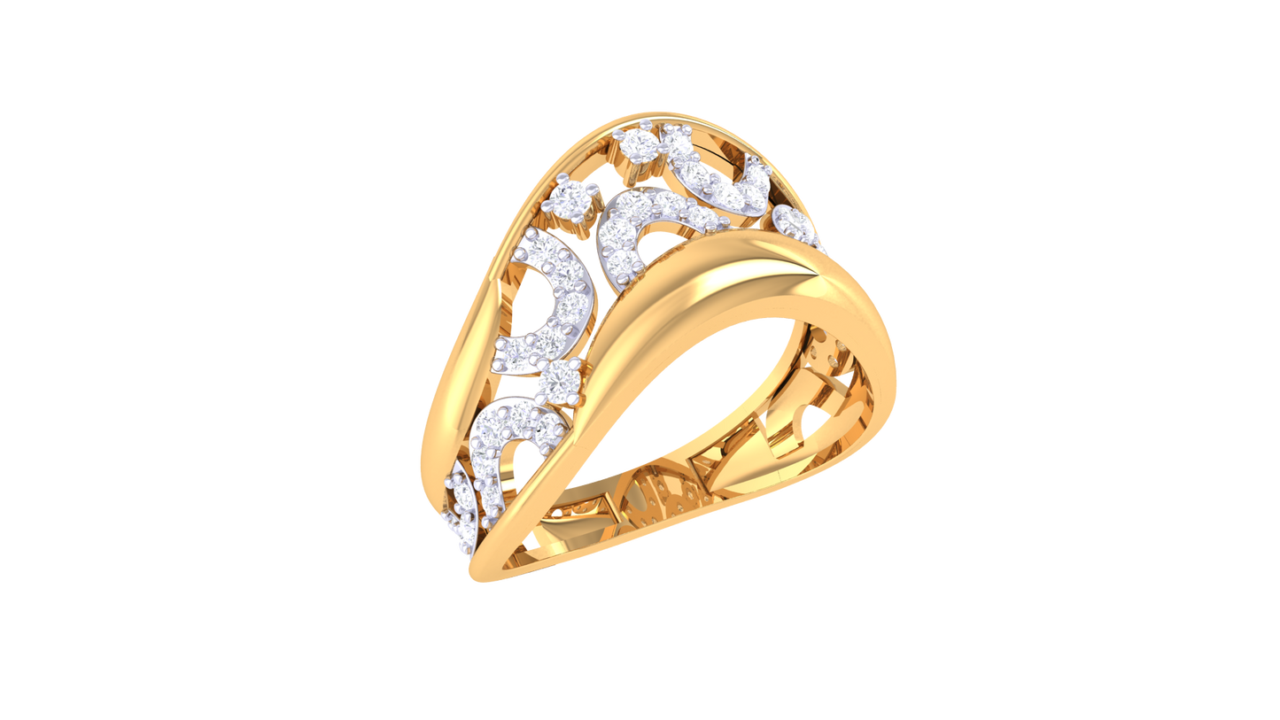 Lumiere Goldden Curved Shank Ring – 0.35 Ct Brilliante Cut Diamonds