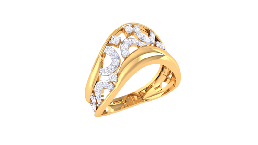 Lumiere Goldden Curved Shank Ring – 0.35 Ct Brilliante Cut Diamonds