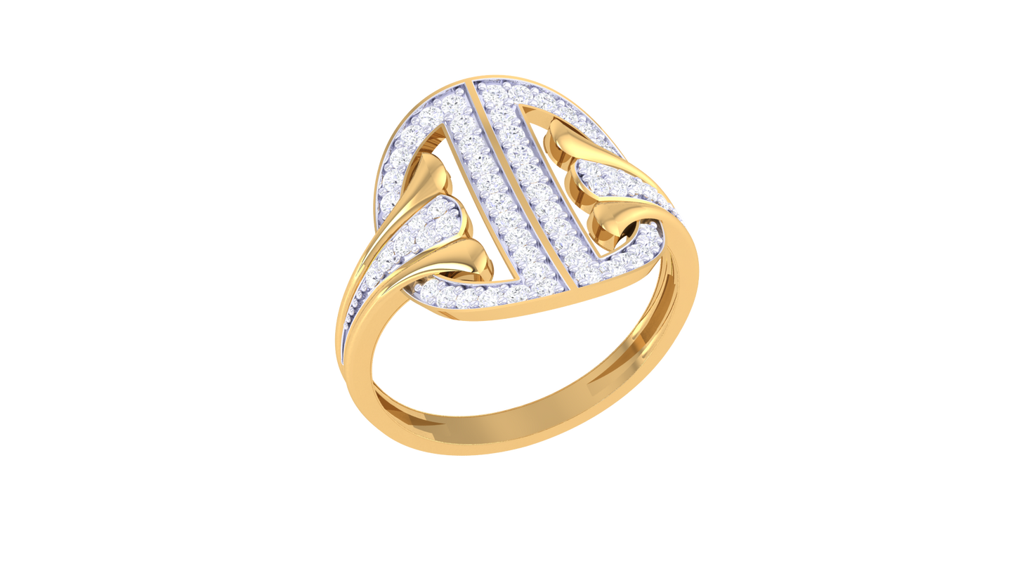 Lumiere Vertical Bloom Gold Ring - 0.41 Ct Diamond Accents