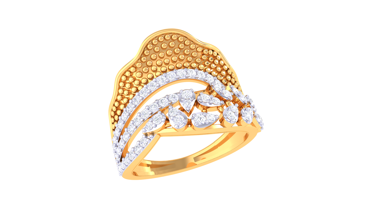 Lumiere Ornate Heritage Ring - 0.47 Ct Diamonds In Sculpted Gold
