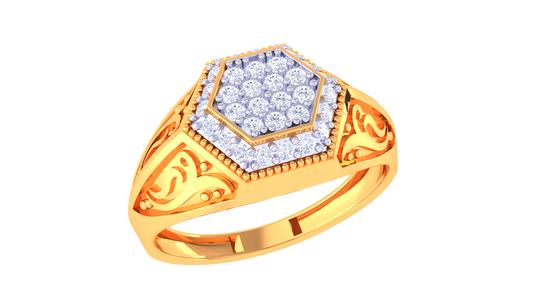 Lumiere Hexa Celeste – 0.29 Ct Round Diamond Gold Ring