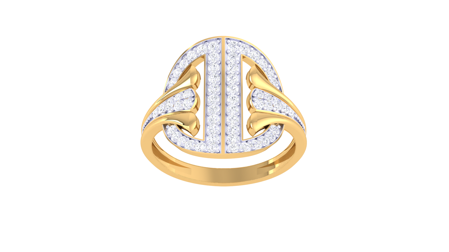 Lumiere Vertical Bloom Gold Ring - 0.41 Ct Diamond Accents