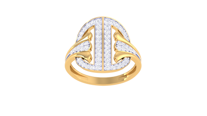 Lumiere Vertical Bloom Gold Ring - 0.41 Ct Diamond Accents