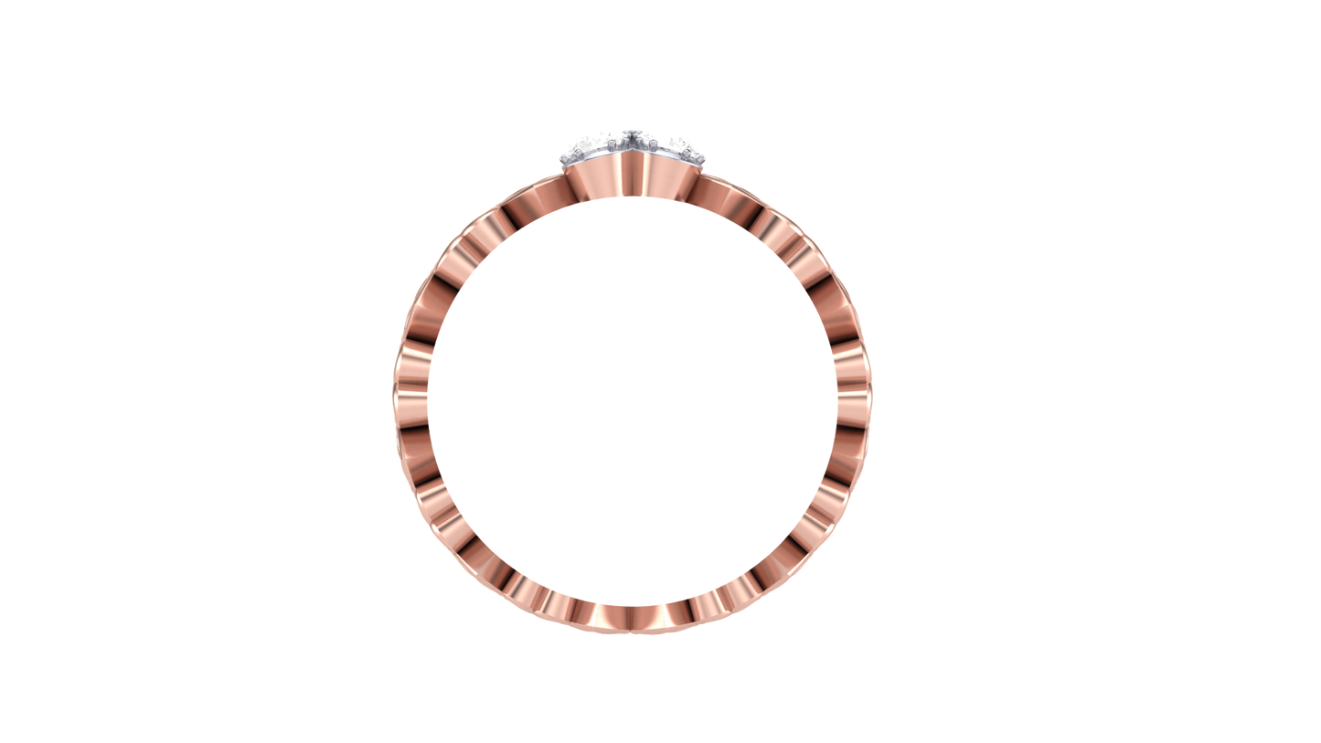 Eclat Gleaming Heart Rose Gold Ring With - 0.21 Ct Round Diamond Duo