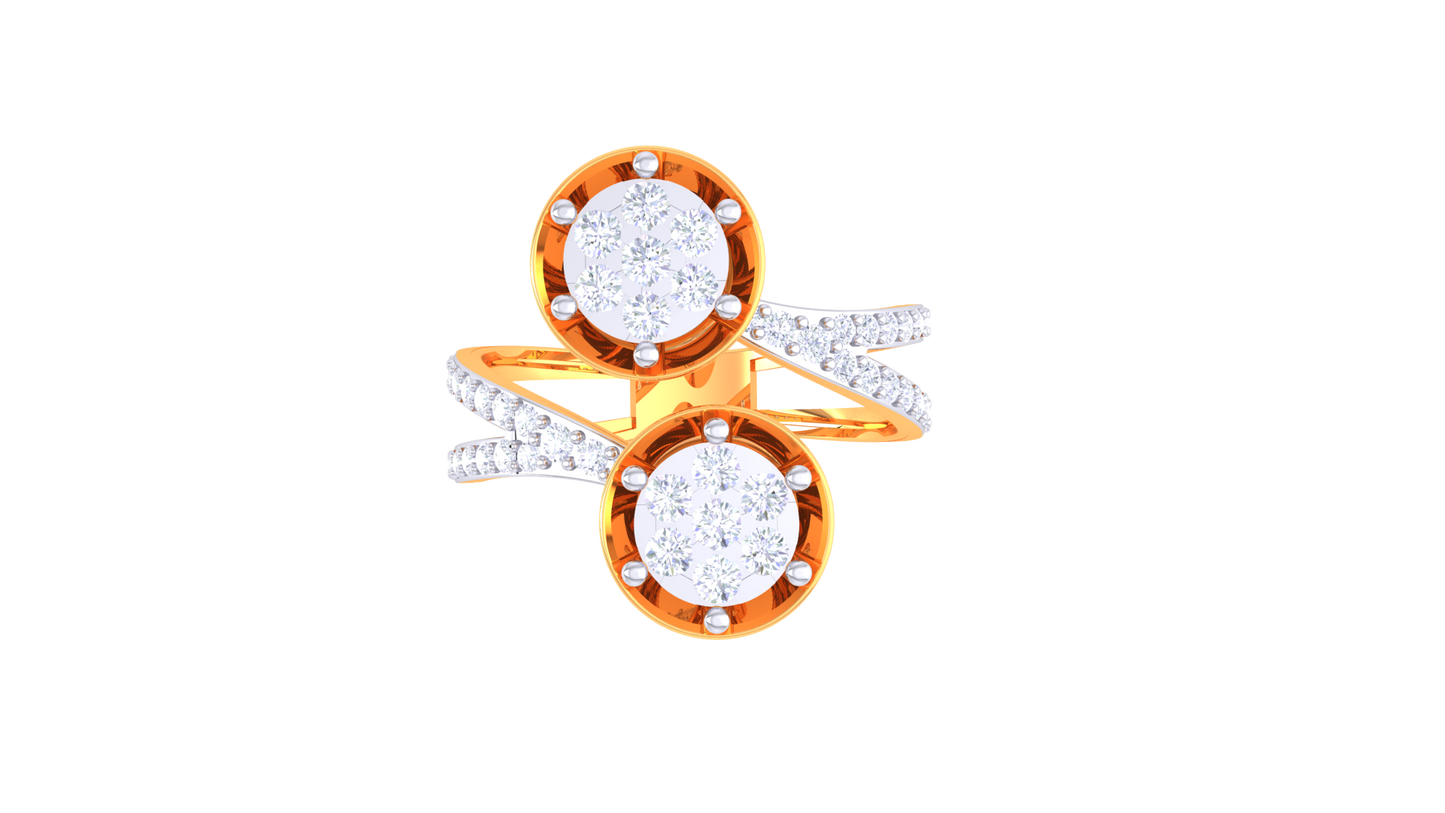 Éclat Duo Sphère Gold Ring – 0.55ct Round Diamonds