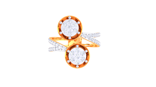 Éclat Duo Sphère Gold Ring – 0.55ct Round Diamonds