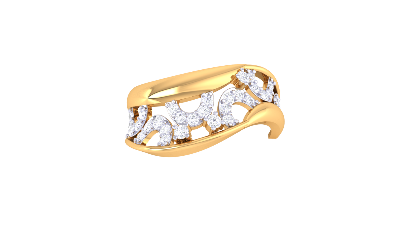 Lumiere Goldden Curved Shank Ring – 0.35 Ct Brilliante Cut Diamonds
