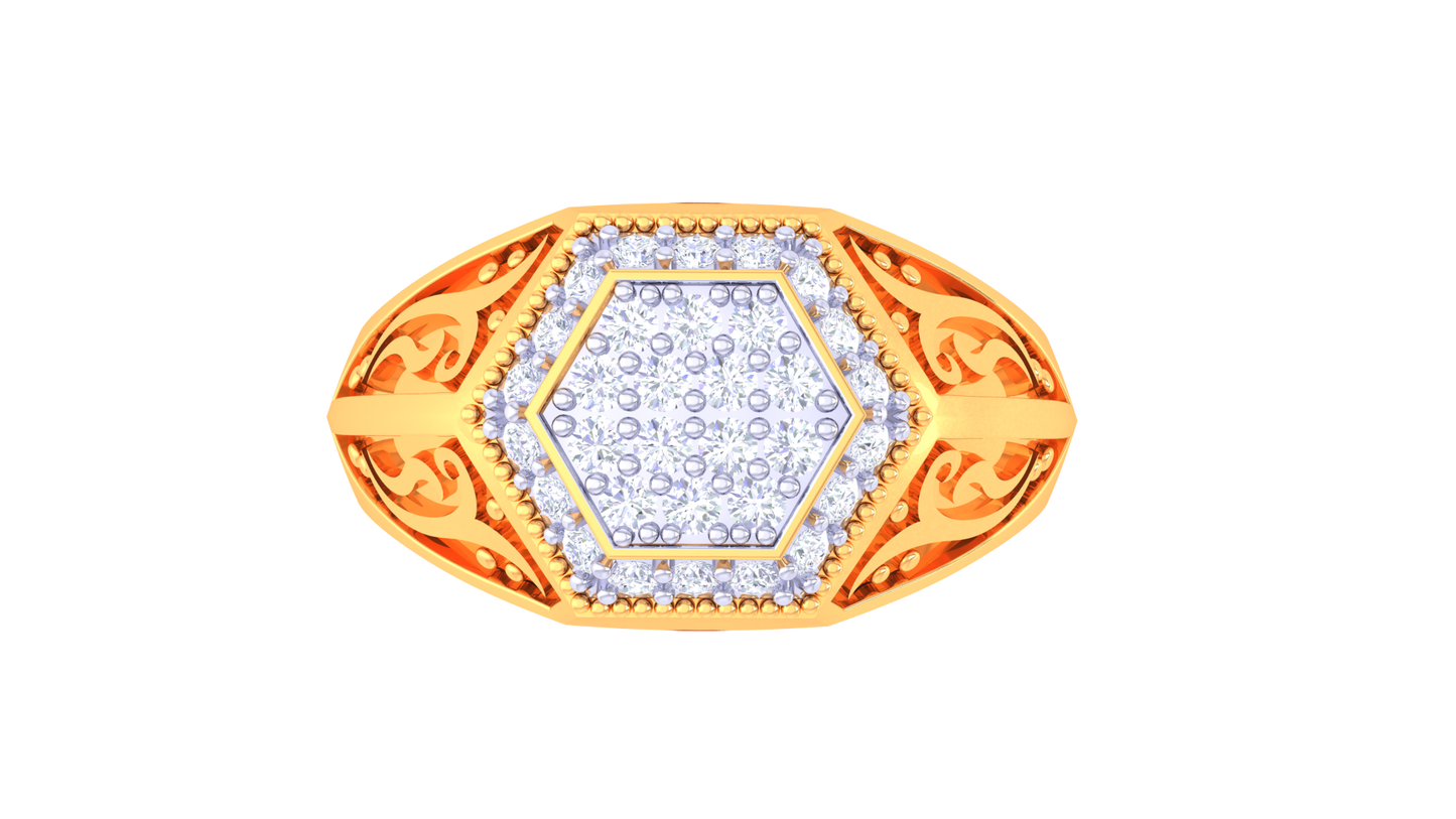 Lumiere Hexa Celeste – 0.29 Ct Round Diamond Gold Ring