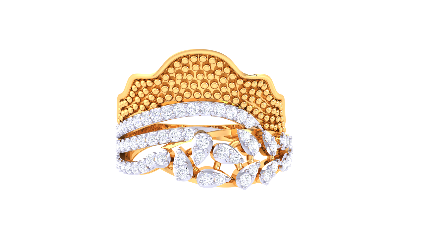 Lumiere Ornate Heritage Ring - 0.47 Ct Diamonds In Sculpted Gold