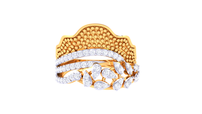 Lumiere Ornate Heritage Ring - 0.47 Ct Diamonds In Sculpted Gold